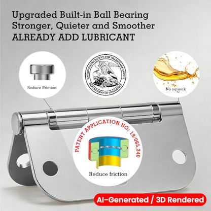 Rounded Door Hinges Polished Chrome 3.5 Inch 5 (Polished Chrome-Rounded / 1 Pack-Ball Bearing-lasting no squeak)