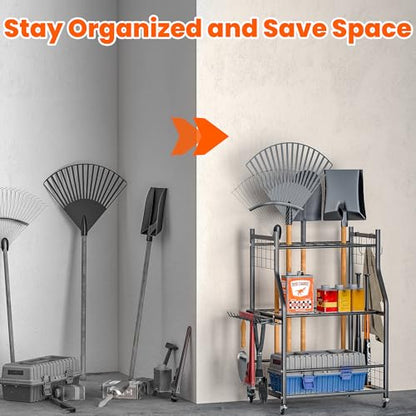 Garden Tool Organizer Yard Storage Stand for Garage w (Medium)