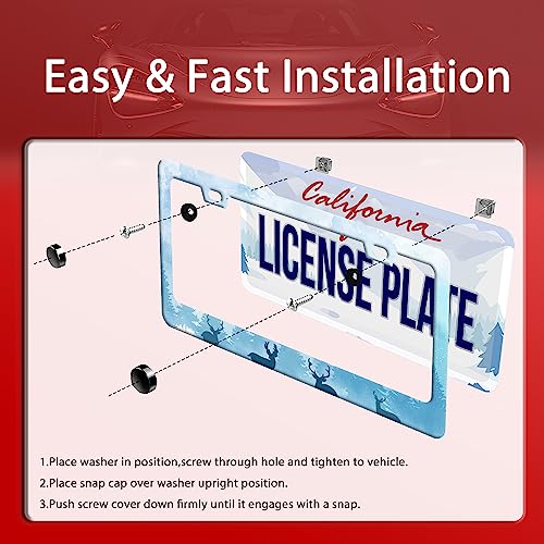 Deer License Plate Stainless Steel Car Parts Decorative 12.3"x6.3" (Deer forest)