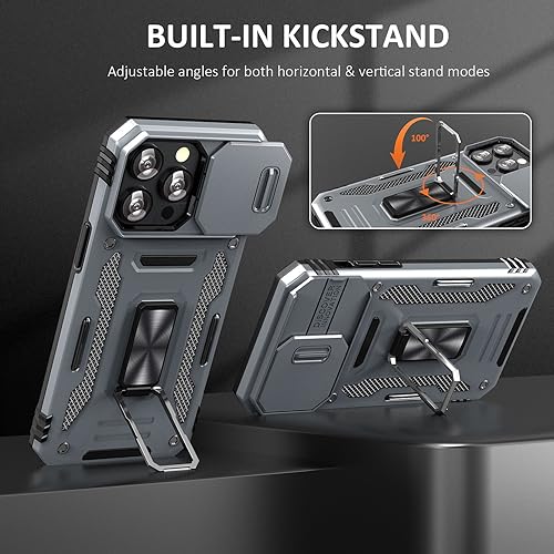 Phone Case for 16 Pro iPhone Case iPhone 16 Pro Phone Case with Kickstand Ring Holder (iPhone 16 Pro 【6.3 inch】 / Grey)