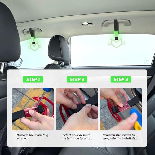 2 Pcs Devil Heart Shaped Car Handle Strap (Luminous Green-Wing)