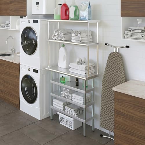 14" x 36" Stainless Steel Work Table with 3 Shelves and 12" Wide Double Tier Overshelf (14" x 36" Table with 3 Shelves + 12" Overshelf)