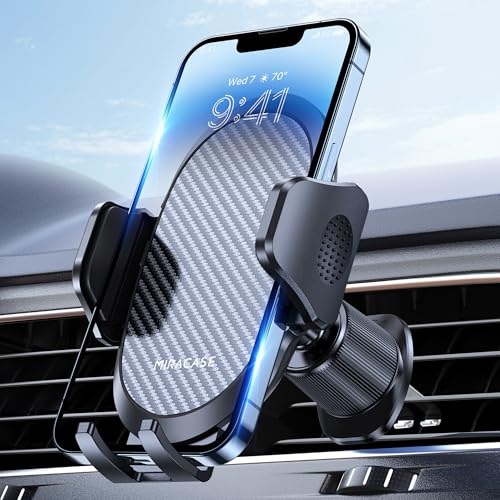 Phone Holders for Your Car with Metal Hook Clip (Dark Black / 1 Pack)