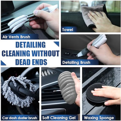 21Pcs Car Cleaning Kit with High Power Handheld Vacuum (Grey / 21Pcs)