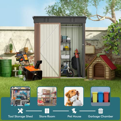 5x3 FT Outdoor Shed (Brown / 5' x 3' FT/Sloped-roof)