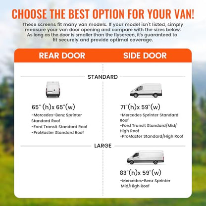 65''H x 65''W Van Bug Screen Universal Size Rear Door Window Covers with Magnetic Closure Car Window Screens for Camping Fits Standard Roof Mercedes Sprinter Ford Transit and RAM Promaster (Rear Door,65''(H) x 65''(W))