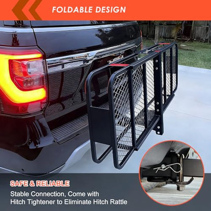 Hitch Mount Cargo Carrier Rack Basket 60"*25"*6"+Waterproof Bag 25 Cu.Ft (60"*25"*6")
