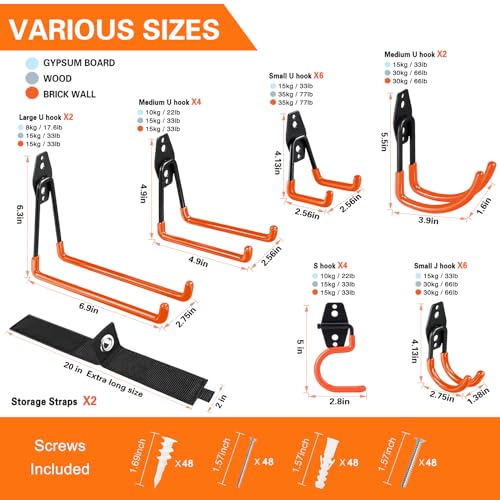 26 Pack Garage Hooks Heavy Duty (26 Pack Orange)