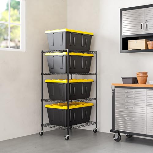 UltraDurable Heavy Duty NSF Solid Steel Wire Rack Storage Unit (Graphite / 4-Tier Tote Shelving, 25" W x 33" D)