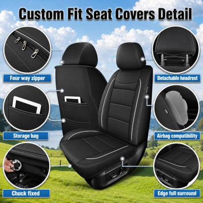 2 Front Seat Car Seat Covers for Hyundai Kona 2018 (#018 Black / 53. Kona 2018-2026-2 Front Seat Covers Only)