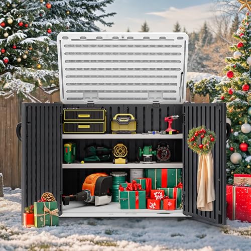Outdoor Resin Storage Sheds with X (X-Shaped-4.3x3.4ft / Dark Gray)