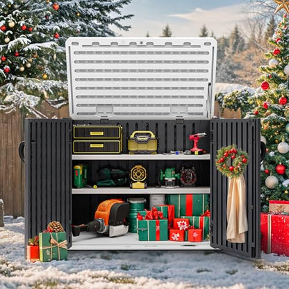Outdoor Resin Storage Sheds with X (X-Shaped-4.3x3.4ft / Dark Gray)