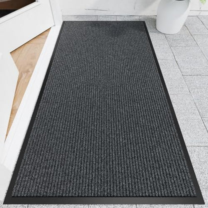 Front Door Mat (3' x 6' (Rectangular) / Gray-stripe)