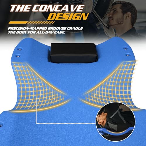 Mechanic Creeper with Padded Headrest & Tool Trays (Blue / 46.5")