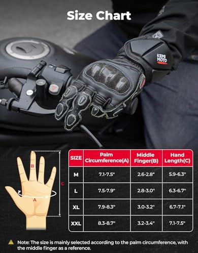 Leather Motorcycle Gloves for Men and Women (Black / X-Large)