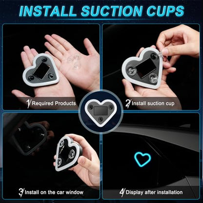 Heart Shaped Solar Powered Car LED Interior Ambient Light (Ice Blue / 2PCS)