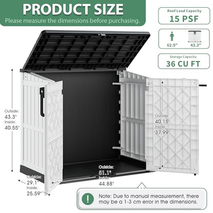 Outdoor Storage Cabinet 36 Cu Ft with Lockable Doors (Black-Ashen / 29.1"×51.1"×43.3")
