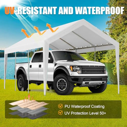 10' x 20' Carport Replacement Canopy Cover (White / 10'x20')