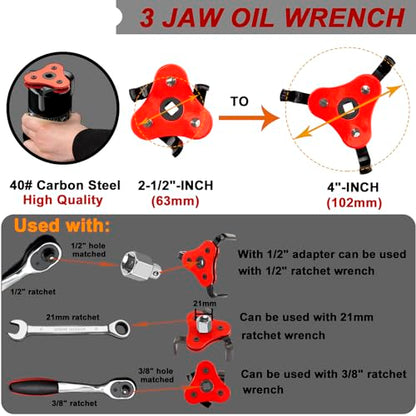 Oil Filter Wrench Set (4 Pack - Black)