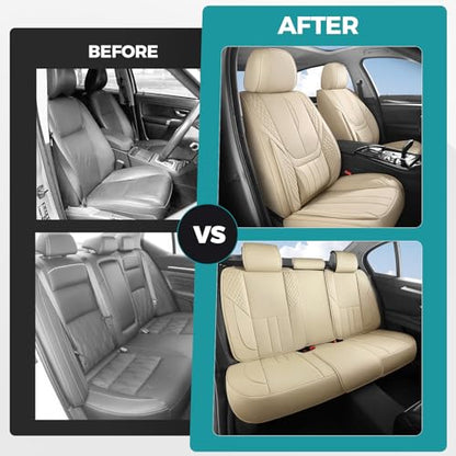 Universal Car Seat Covers for SUVs Sedans Trucks Beige (Beige / Full-Set)