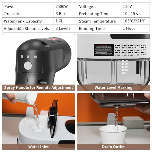 Handheld Steam Cleaner for Home (White / 16PCs)