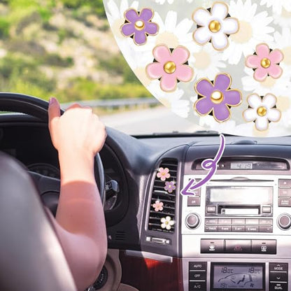 6 Pcs Daisy Vent Clips for Car (Purple, Pink,White, / 1 Count (Pack of 6))