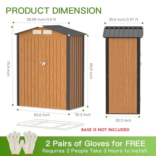 5x3 Ft Outdoor Storage Shed (5x3 FT/No Base)