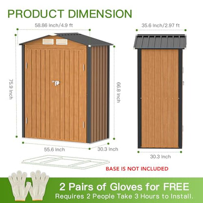5x3 Ft Outdoor Storage Shed (5x3 FT/No Base)