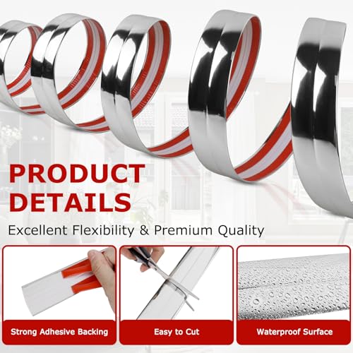 Wall Corner Protector Peel and Stick Corner Trim Molding (0.8 In x 40 Ft / Silver)