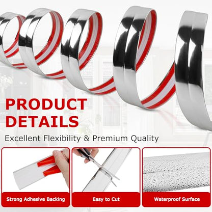 Wall Corner Protector Peel and Stick Corner Trim Molding (0.8 In x 40 Ft / Silver)