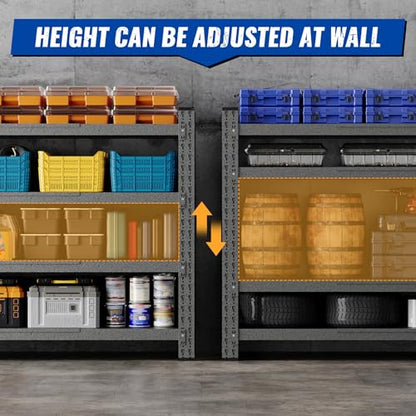 68" W Storage Shelves 8000lbs Garage Metal Shelving Heavy Duty Garage Shelves Adjustable Storage Shelves for Industrial (Black / 68" W X 24" D X 63.5" H)