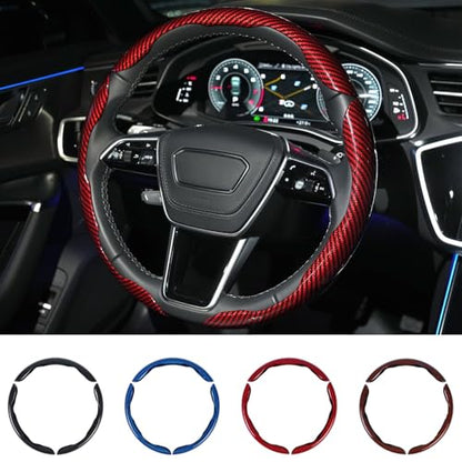 Carbon Fiber Steering Wheel Cover 3PCS Set (Red)