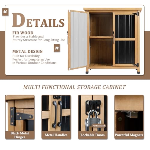 Small Weatherproof Outdoor Storage Cabinet with Lockable Doors (Black / Small 32" x 13" x 40")