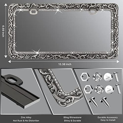 Metal Car License Plate Frames (Retro Silver / 1 Pack Silver)