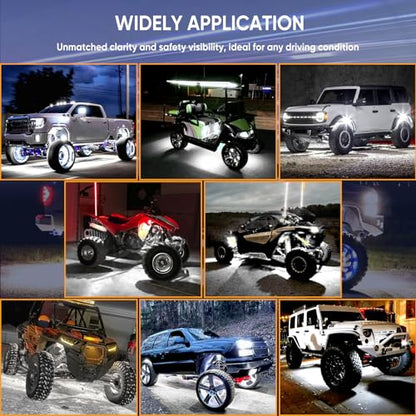Pure White Rock Lights for Trucks 20 Pods with Switch 6000K (Pure White / 20 Pods)