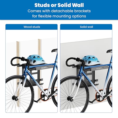 Bike Wall Mount Rack with Shelf and Hooks (Black)