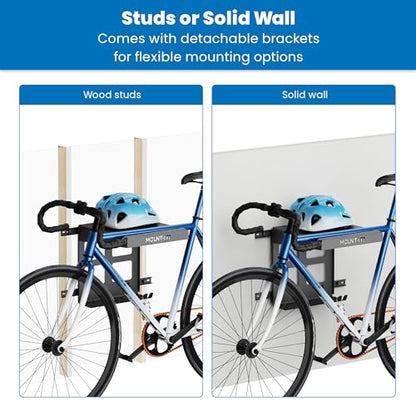Bike Wall Mount Rack with Shelf and Hooks (Black)