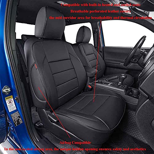 Tacoma Front Seat Covers Custom Fit for Toyota Tacoma 2012 2013 2014 2015 (Leather (Black) / 2012-2015 Tacoma Front Row (Regular Seats))