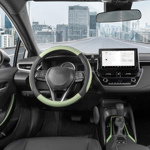 Steering Wheel Cover 14.5 (Standard size[14 1/2''-15''] / Black and Pastel Green)