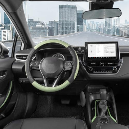 Steering Wheel Cover 14.5 (Standard size[14 1/2''-15''] / Black and Pastel Green)