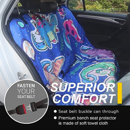 Back Seat Cover for Car Trucks Van SUV (Rear Bench Seat Towel / Cartoon Dinosaur)