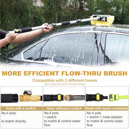 70" RV Wash Brush with Long Handle and 12" Soft Bristle Brush Head (70" / Yellow)