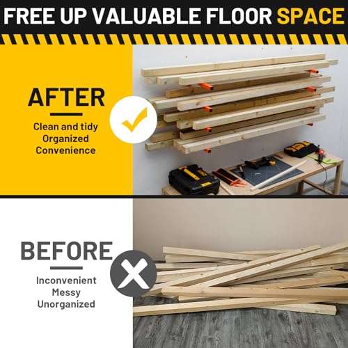 Wood Organizer and Lumber Storage Rack Wall Mount (Orange - 4 Level)