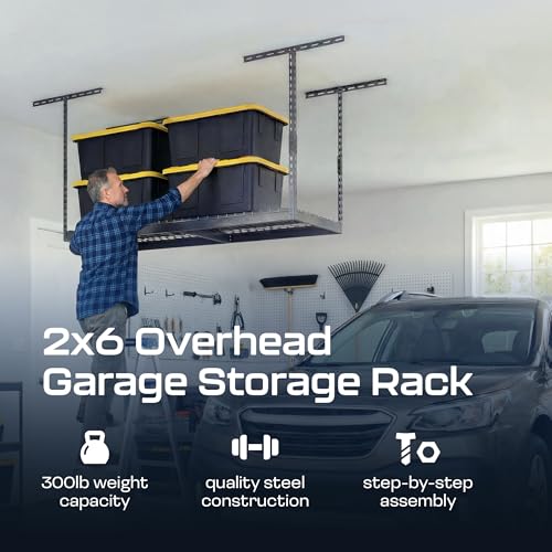 MonsterRax 2x6 Overhead Garage Storage Rack (Hammertone / 24"-45")