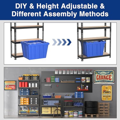 Shelving with MDF Board (Black / 27.4"W x 11.7"D x 60"H)