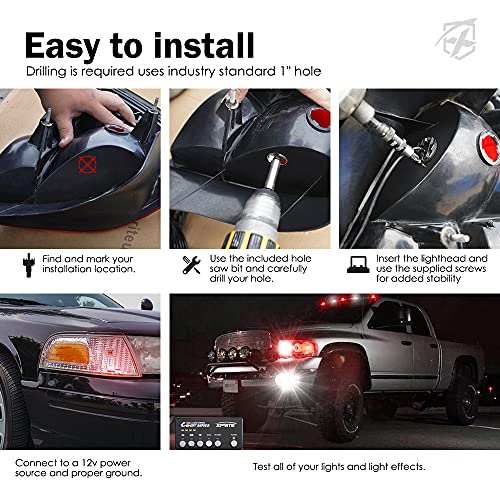 White Red LED Hideaway Strobe Lights Kit (White Red / 6 pcs)