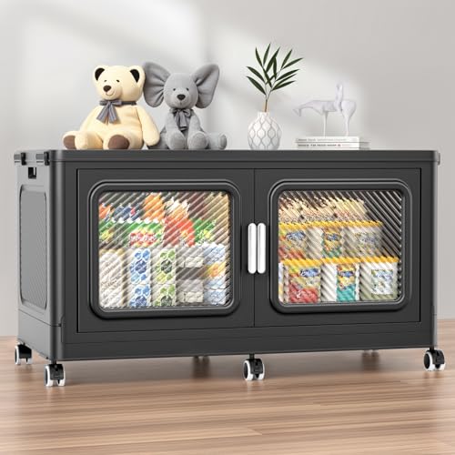 220 Qt Extra Large Stackable Storage Bin with Lid (Black / 220QT-1pack)