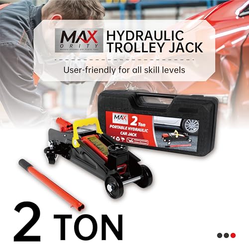 2-Ton (4000 lbs) Hydraulic Trolley Garage Service/Floor Jack with Blow Mold Carrying Storage Case for sedans and Pickup Trucks Home and Workshop Vehicle Maintenance
