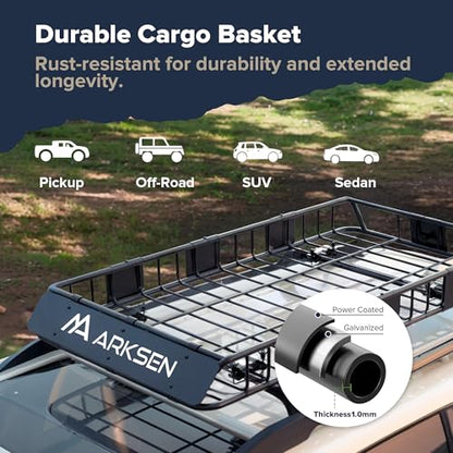 64" x 34" x 6" Roof Rack Cargo Basket with Bag (64" Roof Rack W/Bag, Net, 2 Straps)