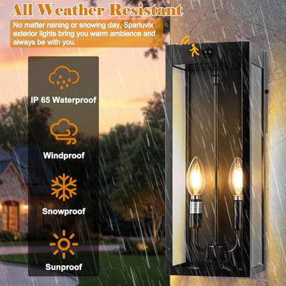 16 Inch Motion Sensor Dusk to Dawn Outdoor Porch Lights 2 Pack (Motion Sensor)